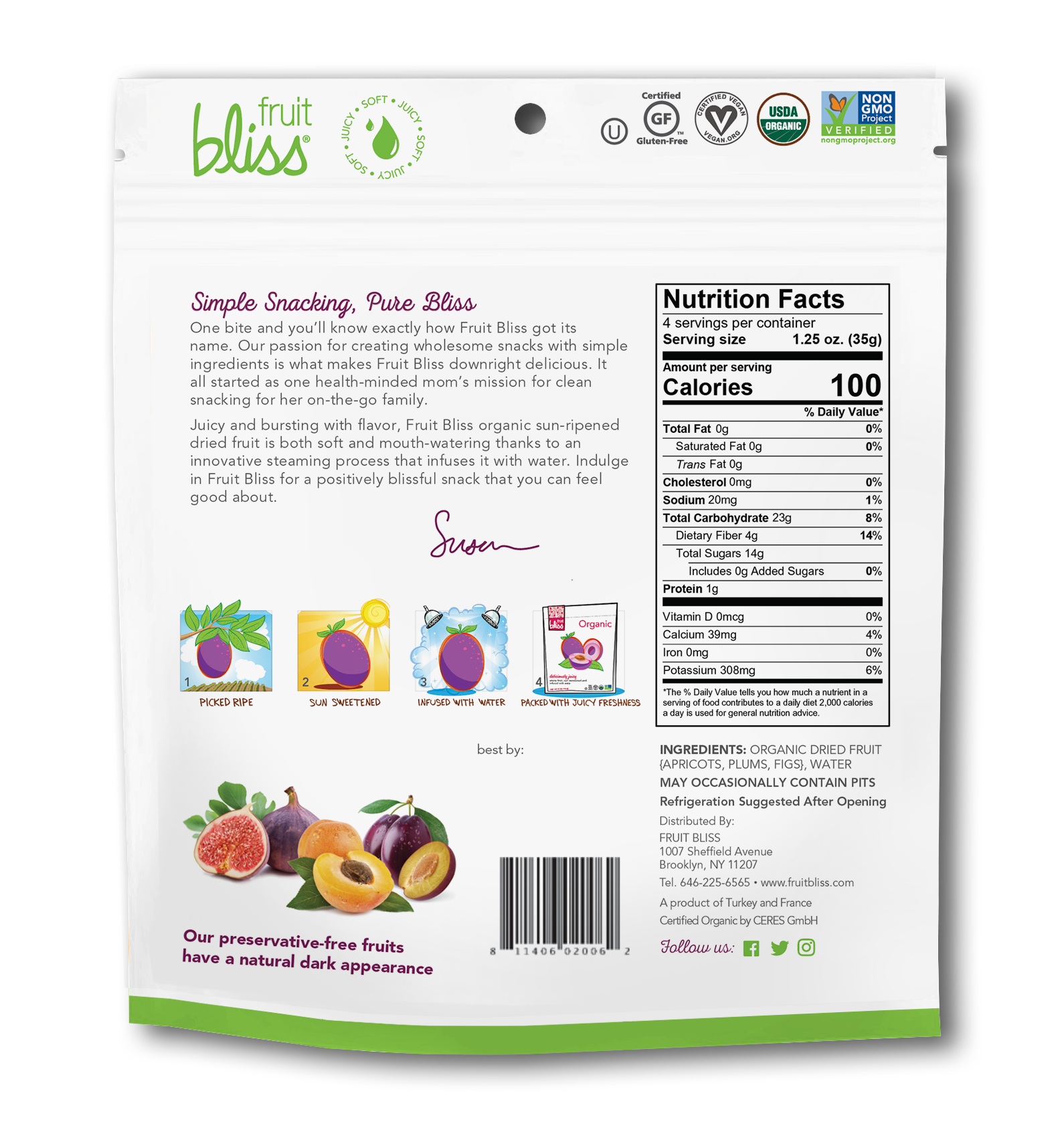 Fruit Bliss Organic Fruit Medley Snacks 5 oz. (Case of 6)