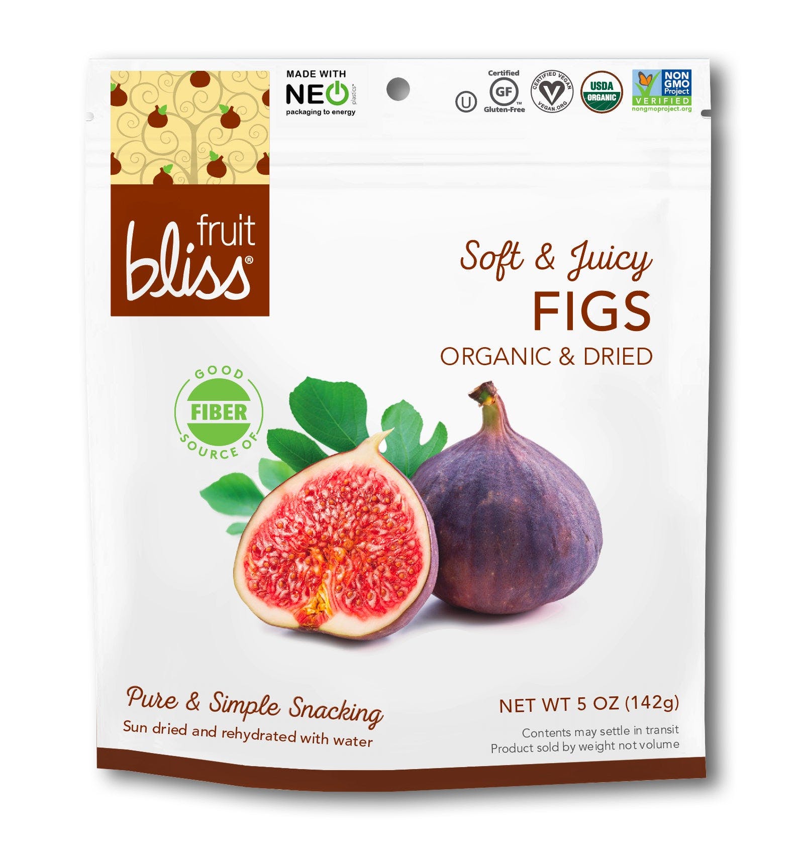 Fruit Bliss Organic Turkish Fig Snacks 5 oz. (Case of 6) - Fruitbliss-Figs_render_front